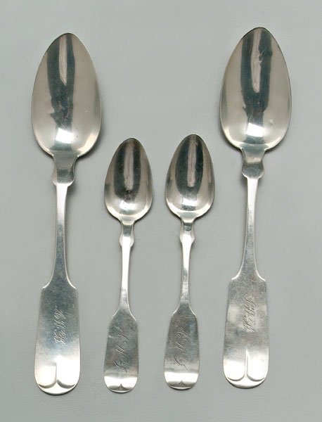 12 pieces coin silver flatware: