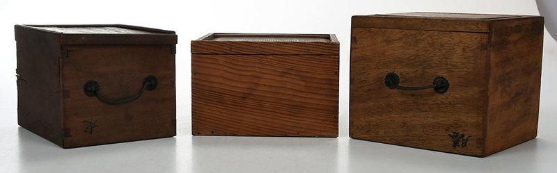 Three Asian Wood Boxes with Sliding Panel Lids (1 of 9)