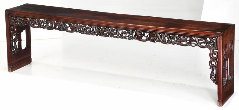 Chinese Fine Carved Hardwood Bench (1 of 5)