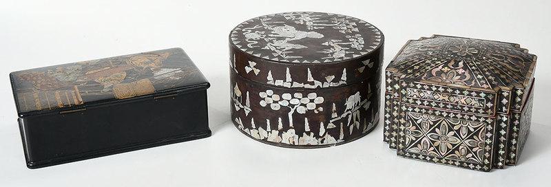 Three Chinese Lacquer Boxes, Two Mother-of-Pearl (1 of 13)