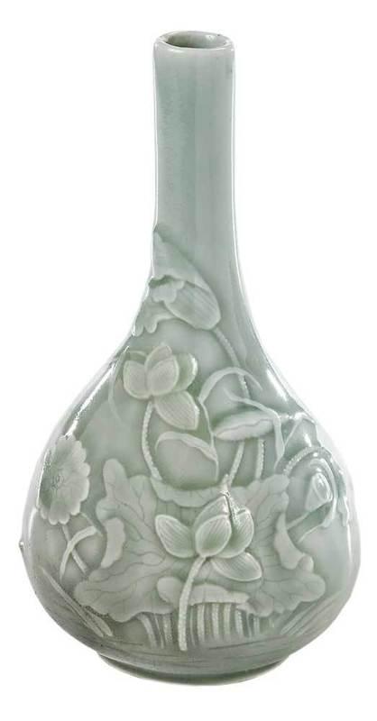 Celadon Bottle Vase with Relief Decoration (1 of 6)