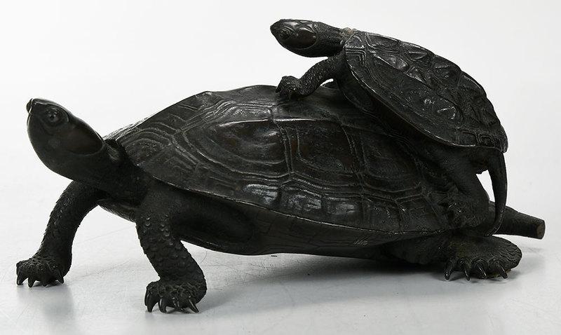 Chinese Patinated Bronze Turtle Sculpture (1 of 9)