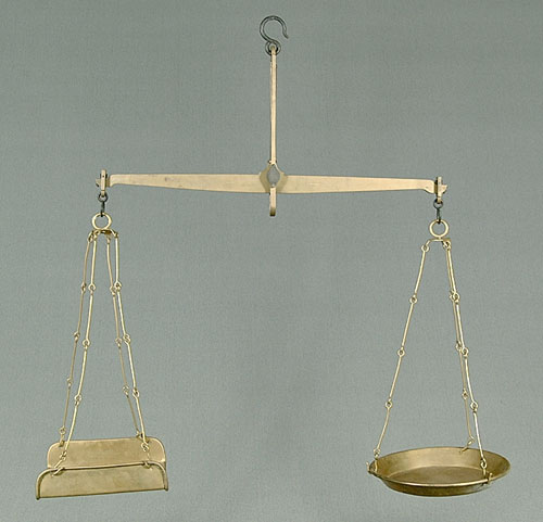 Brass balance scales, marked "J Rissmus-R