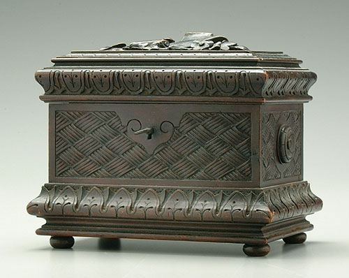 Rectangular cherry humidor, elaborate car