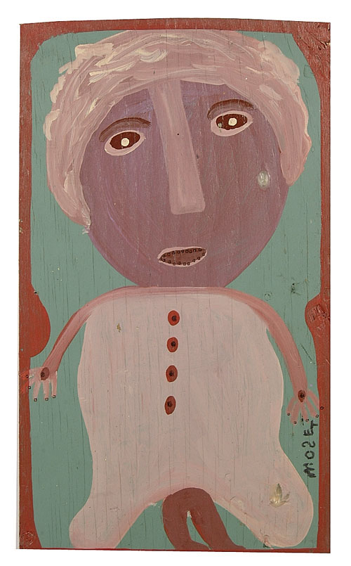 House paint on plywood with hot glue wit