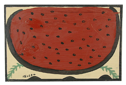 House paint on plywood, watermelon slice
