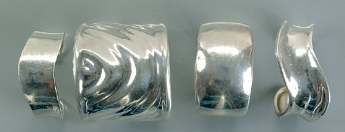 Four Mexican sterling silver bracelets,