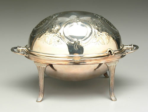 Revolving Victorian silver-plated server