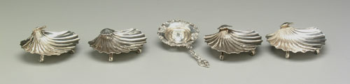 Four sterling silver footed servers, she