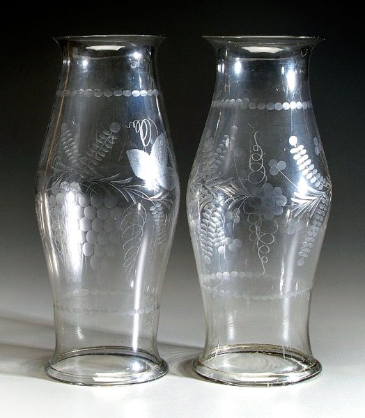 Pair glass hurricane shades