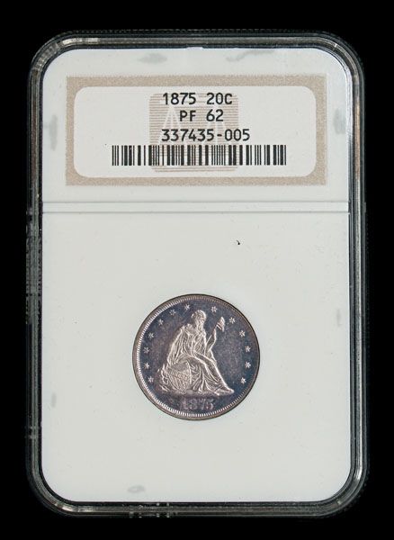 1875 proof 20-cent piece,