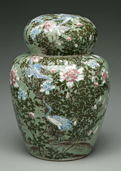 Chinese celadon lidded jar,