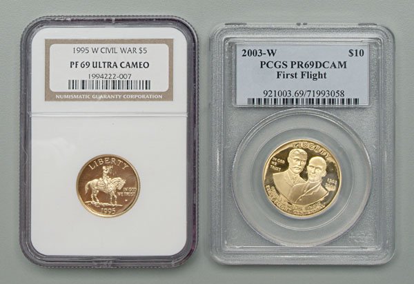 Two proof 1969 U.S. gold coins,