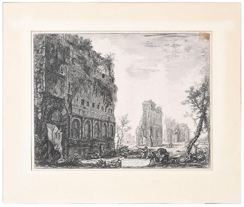 Giovanni Battista Piranesi: (Italian, 1720-1778)Veduta degli Avanzi della Circonferenza delle antiche Fabbriche di una delle Piazze della Villa Adriana.. from Vedute di Romaÿ(Views of Rome), state II/IV with "120" and "XXX" low