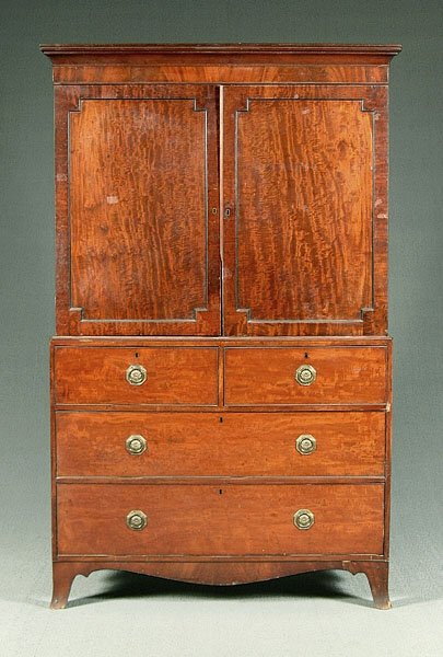 English mahogany linen press,