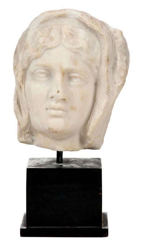 Carved Marble Head of Woman on Stand (1 of 6)