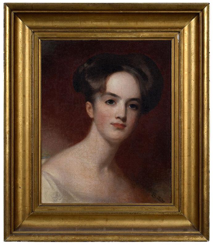 Thomas Sully, with Thomas Sully Jr.: (Pennsylvania/Britain, 1783-1872)ÿPortrait of Mrs. Rotch, Susan Ridgway Rotch Barton (circa 1797-1885), wife of Thomas Rotch, signed lower right "TS 1832", oil on canvas, 19-1/4 x 15-1/4 in.; gilt wo