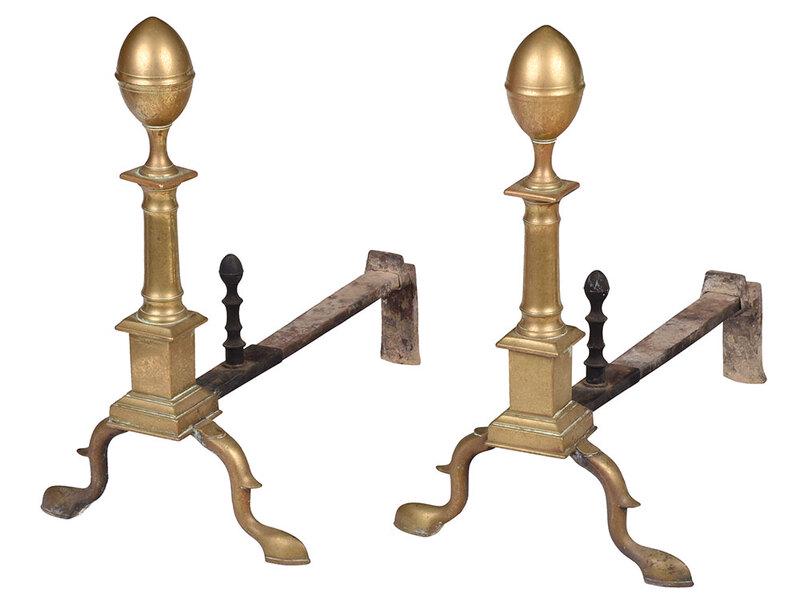 Pair of Boston Federal Brass Andirons (1 of 4)