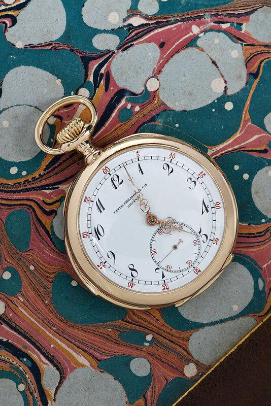 Rare Patek Philippe 18kt. Pocket Watch: 46mm case, open faced minute repeater, Arabic numeral hour marks, inside case back stamped "P.P.Co., 18Kts, 237225" and with hallmarks, cuvette engraved "No 124859, Patek Philippe & Cie, Geneve" and w