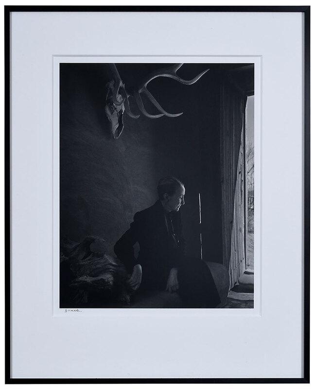Yousuf Karsh: (1908-2002)ÿGeorgia O'Keefe, 1956, silver gelatin print, printed and signed 1990, signed backing recto lower left "Karsh", 19 x 15 in. (print);ÿblack metal sectional frame, 29-1/4 x 24-1/4 in. - Pro