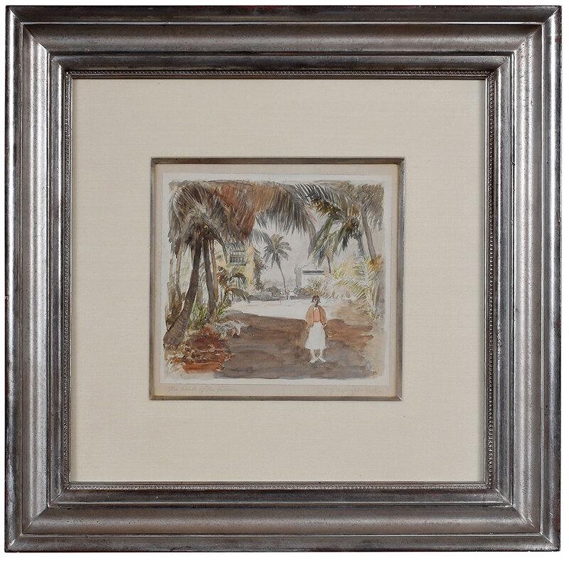 George Hand Wright: (American, 1872-1951)The Back of the Picture, signed and inscribed "The back of the Picture, G Wright N A", graphite and watercolor on paper, 7 x 7-1/2 in.; silver gilt frame, 17-1/2 x 18 in. - Proven