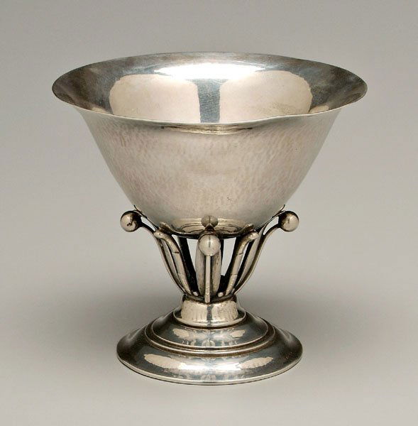 Georg Jensen sterling bowl,: openwork berry and leaf stem, form 17A, designed by Johan Rohde, post 1945, no monogram, 6.06 oz.T., 4-1/8 x 4-1/2 in. Small dent, light scratches, polishing abrasions. Provenance: Private Collection,