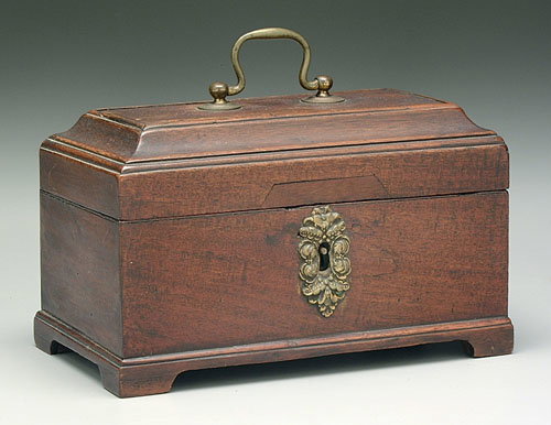 English Regency lidded tea box, mahogany