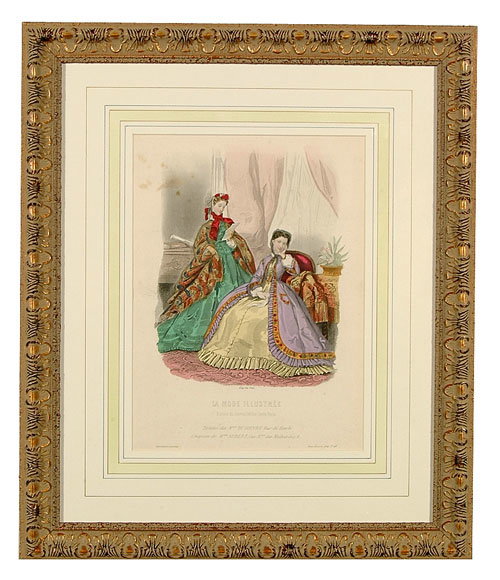 Eight French hand-colored engravings, fa