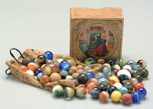 Group old marbles including 16 steel, 7