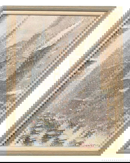 Oil on canvas, titled verso "5th Avenue: Oil on canvas, titled verso "5th Avenue snowstorm...1929," signed lower right and verso "Guy Wiggins" (Guy Carleton Wiggins, NA, New York/Florida, 1883-1962), 1/4" flake with void top center edge, ori