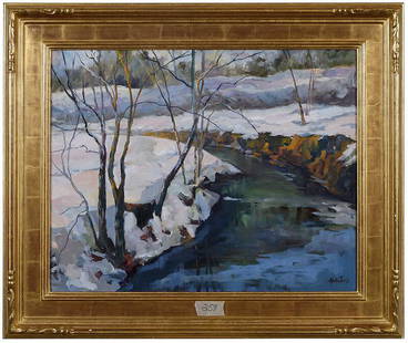 Keltie Ferris: (American/Kentucky, 20th century)Cherokee Park #5, signed lower right "Keltie Ferris", inscribed with title verso, oil on canvas, 24 x 30 in.; molded frame, 32-1/2 x 38-1/2 in. - Provenance: Property