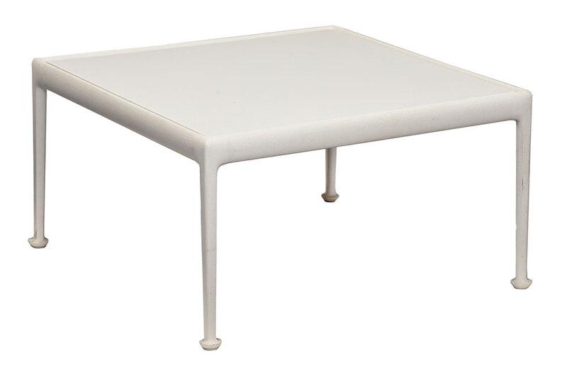 Richard Schultz Knoll White Enameled Low Table: late 20th/21st century, label for "Knoll International", white enameled aluminum and steel, 15-1/2 x 28 x 28 in. - Provenance: Private Collection, Charlotte, North Carolina