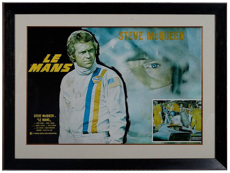 Steve McQueen Photobusta Poster: Le Mans, 1971, rare poster, lower left "Printed In Italy By Rotograph-Roma", large format photobusta on glossy paper, 25-7/8 x 38 in.; modern black frame, 36-1/8 x 48-1/4 in. - Provenance: Private Col