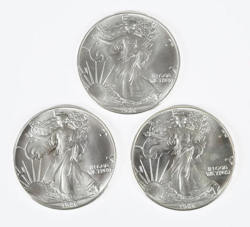 Roll American Silver Eagles: full roll of 20 coins, dated 1986 - Provenance: Private Collection