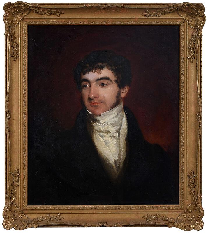 British School Portrait: (early 19th century)Portrait of a Cheerful Gentleman, unsigned, oil on canvas, 24 x 20-1/4 in.; gilt wood and composition frame, 29 x 25-1/4 in.ÿ[fine art wingard] - Provenance: Collection of Dr. Jos