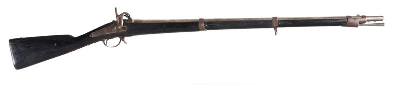 Civil War Era Cadet Musket: of Belgian make, likely circa 1850's, round smooth bore 31 in. barrel, hallmarks to right barrel flat, encircled "ELG" with a star hallmark to top of barrel, back action lock plate marked "V&G" as wel