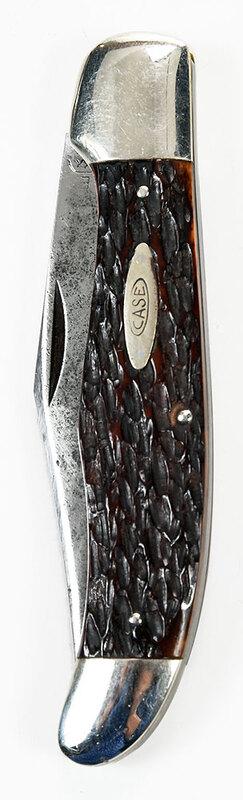 Case "Circle C" Folding Knife: 1920-1940, brown jigged bone handle, single blade, marked "CASE (older logo)/TESTED XX", blade 4 in., closed 5-1/4 in.˜ - Provenance: Property of a Southern Gentleman