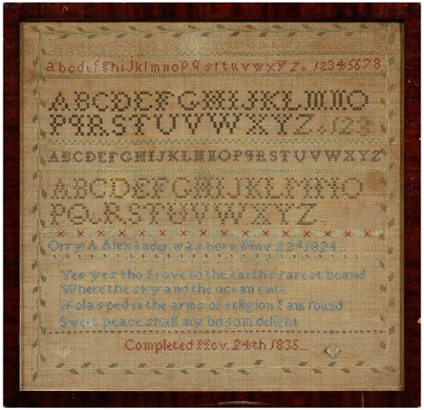 1835 North Carolina sampler,