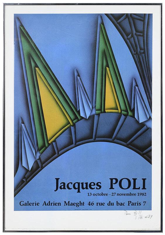 Jacques Poli: (France, 1938-2002)Chrysler, 1982, signed and dated lower right "J Poli 6.89", lithograph on vellum rag paper, image size 24 x 17 in.; modern metal frame, 28 x 19-3/4 in.together with a museum catalog