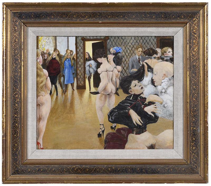 Gilbert Frederick (Bert) Carpenter: (American, 1920-2003)Paired, 1984, signed lower left "Bert Carpenter 84", acrylic on board, 9-1/8 x 11-1/4 in.; wood frame with stencil decoration and linen liner, 14-1/2 x 16-1/2 in. - Note: Bert Car