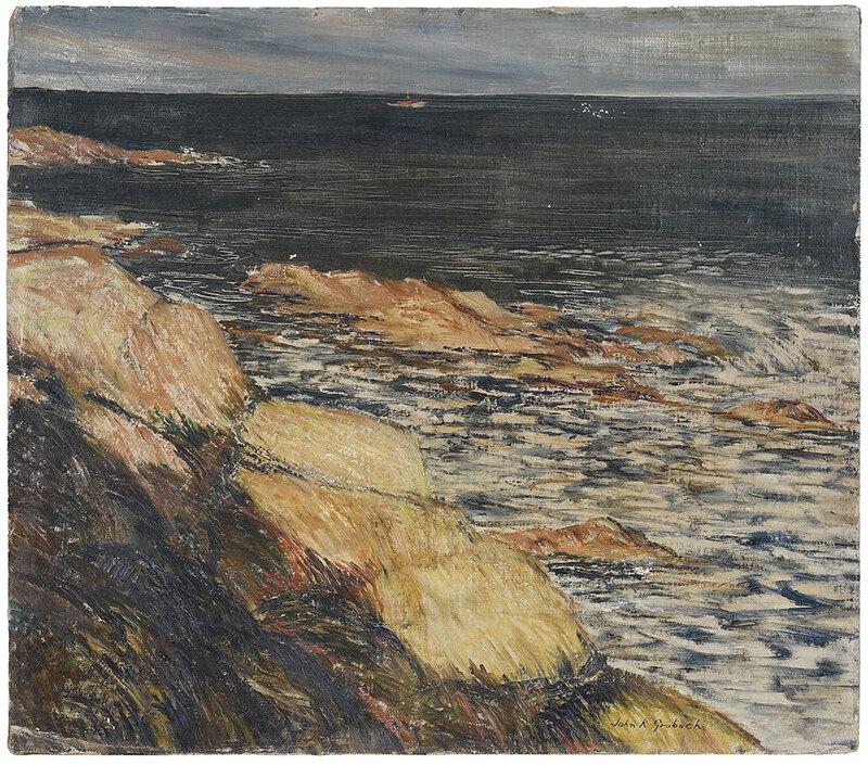 John R. Grabach: (American, 1886-1981)Bass Rock, signed lower right "John R. Grabach", titled verso, oil on canvas, 18 x 20 in.; unframed - Provenance: Graham Gallery, New York, NY, 1984; Estate of Paul W. Doll, Jr.,
