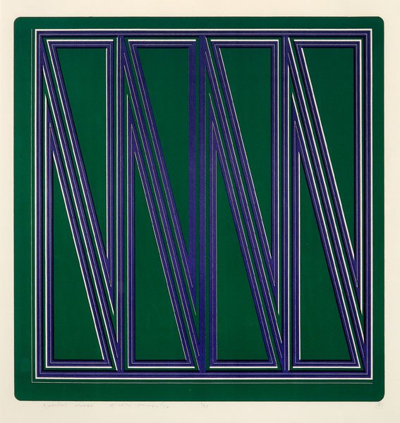 Gordon House print: (British, 1932-2004), "Quoined Chase", edition 3/75, signed lower left in pencil "Gordon House 50", color lithograph on wove paper, image 19-1/2 x 19-5/8 in.; oak frame. Very light toning, not examine