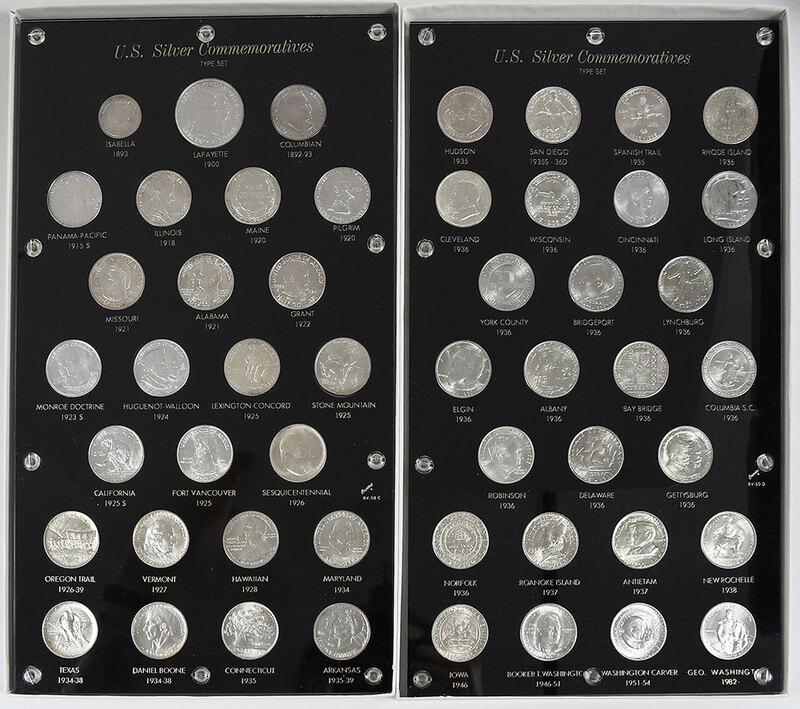 51 Coin Silver Commemorative Set: 50 piece silver "Classic Commemorative" set plus 1982 George Washington Half Dollar,ÿin two large Capital plastics framesÿ - Provenance: A Virginia Collector