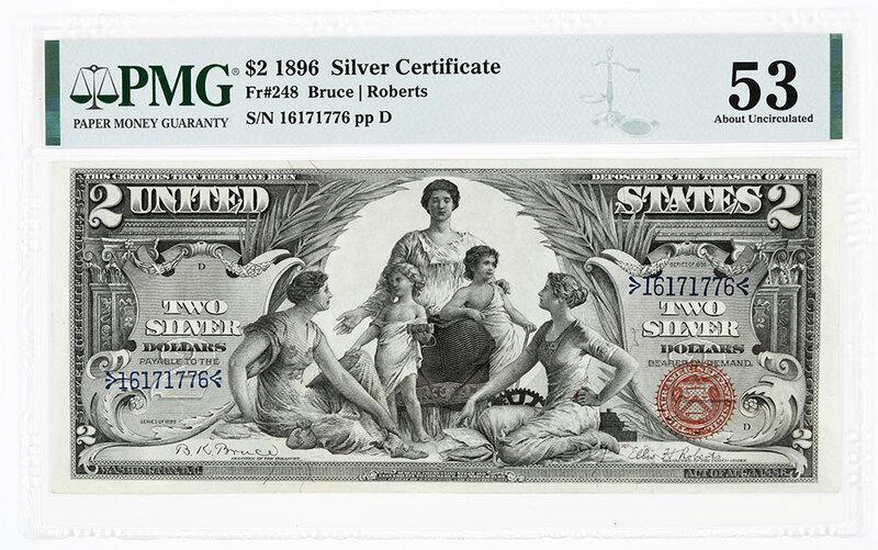 1896 $2 Educational Silver Certificate: Fr. 248, Bruce/Robertsÿ - Provenance: A Virginia Collector