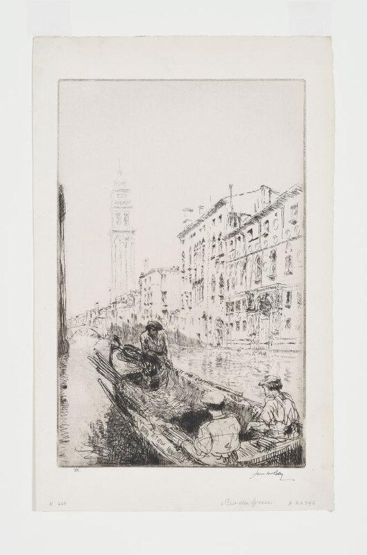 James McBey: (Scottish, 1883-1959)Rio Dei Greci, 1926, XX, signed lower right "James McBey", etching on wove paper, plate 10-3/8 x 6-5/8 in., sheet 12-3/4 x 8 in.; unframed - Provenance: Craddock & Barnard, London