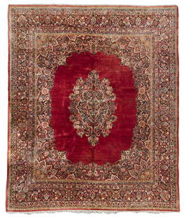 Sarouk Carpet: mid 20th century, red field with floral sprays, 14 ft. 9 in. x 12 ft.