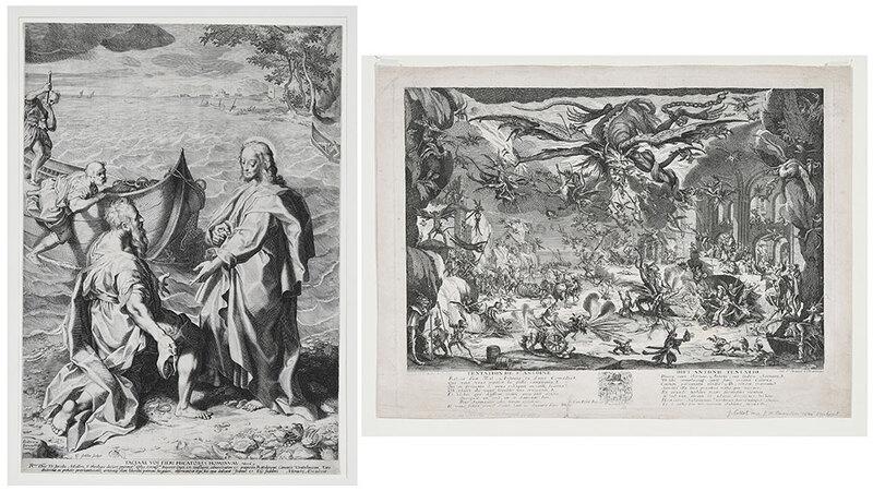 Two Old Master Engravings: Aegidius Sadeler II (Flemish, 1570-1629) The Calling of St. Peter and St. Andrew (H. 15.40), after Federico Barocci (1535-1612), etching and engraving, sheet, 21 x 14-13-16 in.; after Jacques Callot (