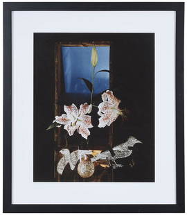 Olivia Parker: (American, born 1941) Surrealistic Still Life, dye transfer print, sight 21-1/2 x 17-1/2 in.; modern black wood frame, 30 x 26-1/8 in. - Provenance: Private Collection, North Carolina