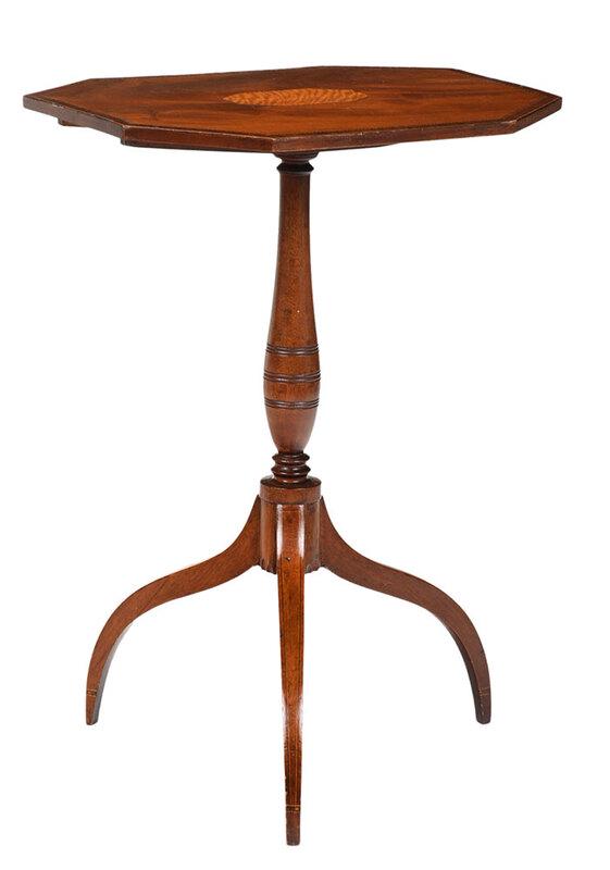 Massachusetts Federal Inlaid Mahogany Candlestand (1 of 6)