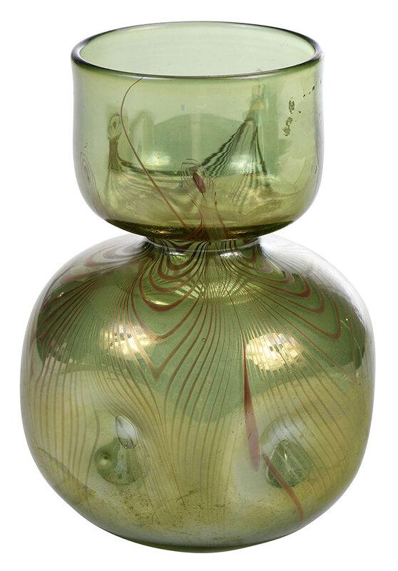 Tiffany Green Favrile Art Glass Vase (1 of 8)